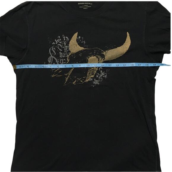 Banana Republic T-Shirt Short Sleeve Bull Graphic Tee Cotton‎ Men's M Black Gold - Picture 4 of 8